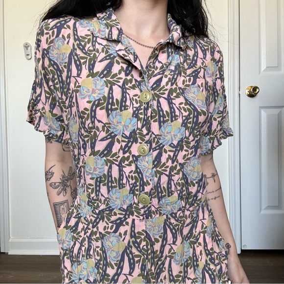 Flax maxi dress button up size small - Picture 3 of 6